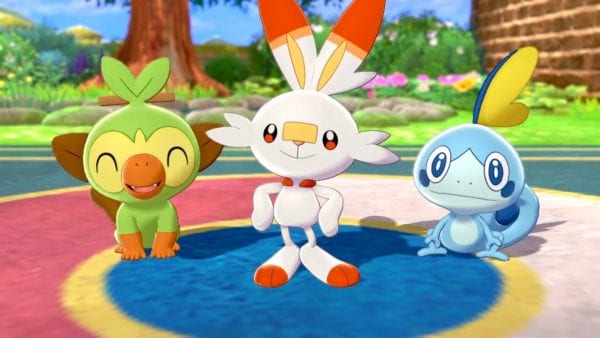 The Galar starter Pokémon: Grookey, the Grass-type Monkey; Scorbunny, the Fire-type Rabbit; and Sobble, the Water-type Lizard