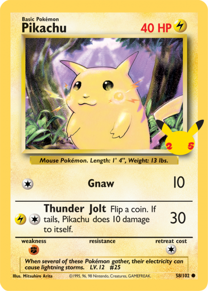 Pikachu TCG card from Base Set