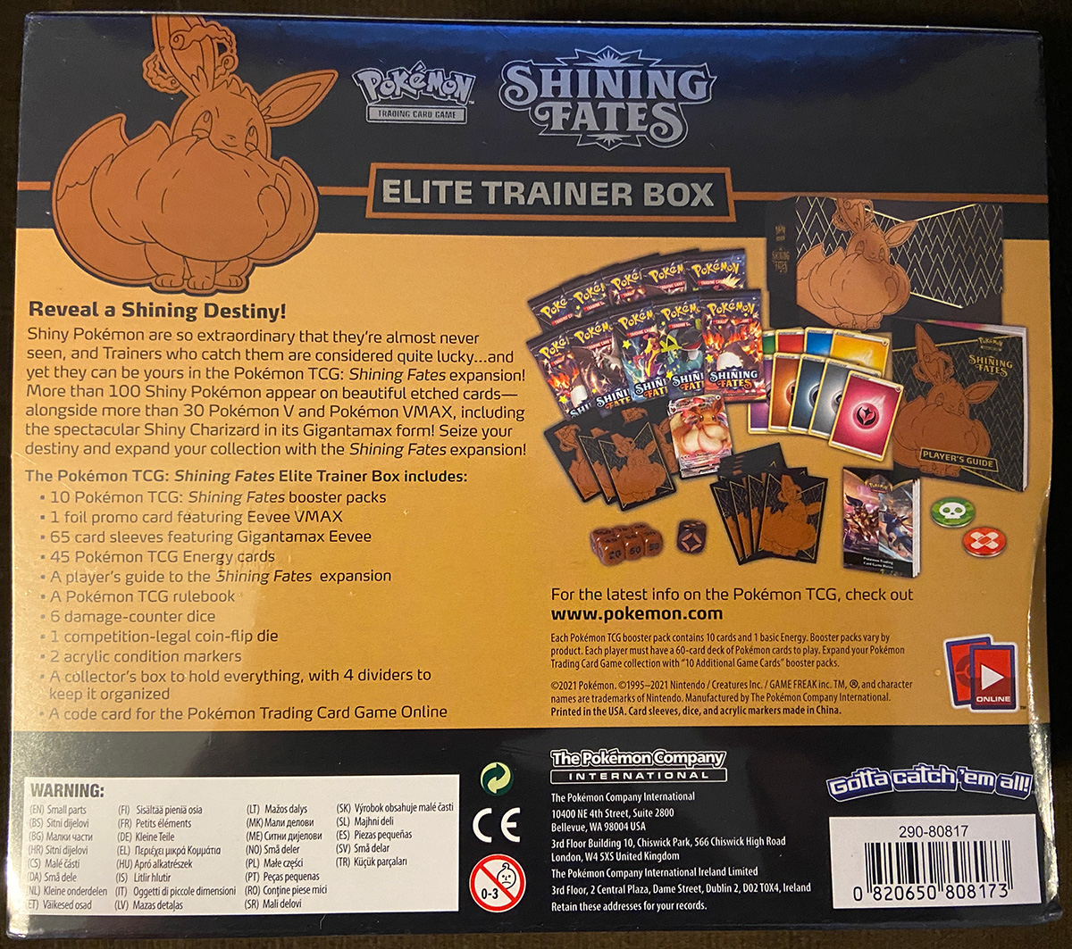 Pokemon Shining Fates Elite Trainer Box All Contents Except Boosters 