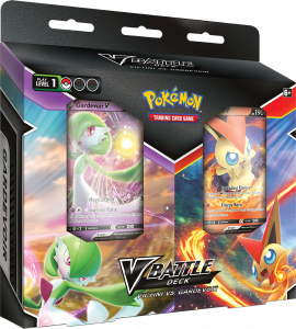 Two-pack of V Battle Decks featuring Gardevoir V and Victini V on the packaging.