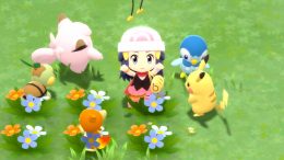 Female player with Drifloon, Clefairy, Piplup, Pikachu, Turtwig and Chimchar