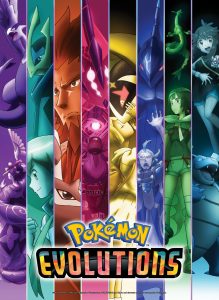 Promotional art for Pokémon Evolutions featuring many characters across the generations.