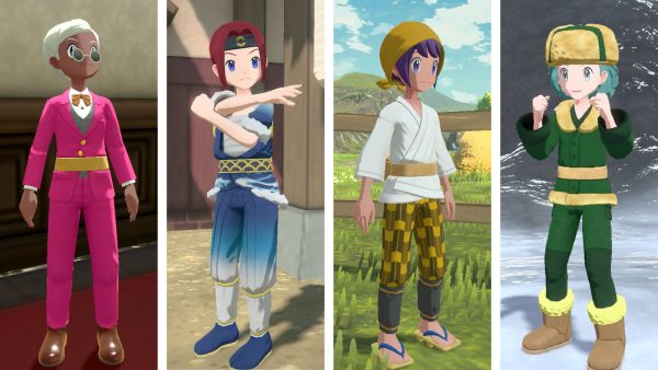 Four different clothing options for the male player