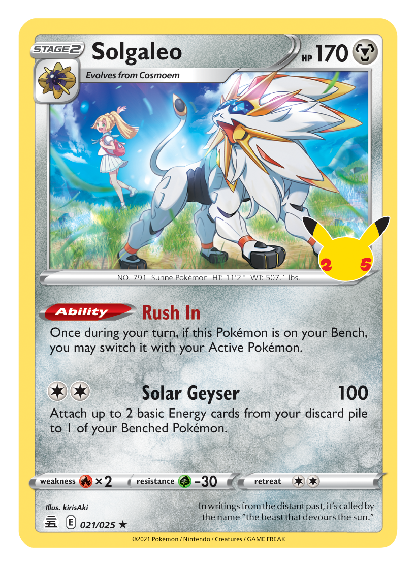 Solgaleo - 021/025 - Holo Rare - Pokemon Singles » Sword & Shield Series »  Celebrations - Frontline Games