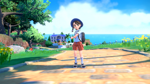 Character wearing an outfit with hat and shorts.
