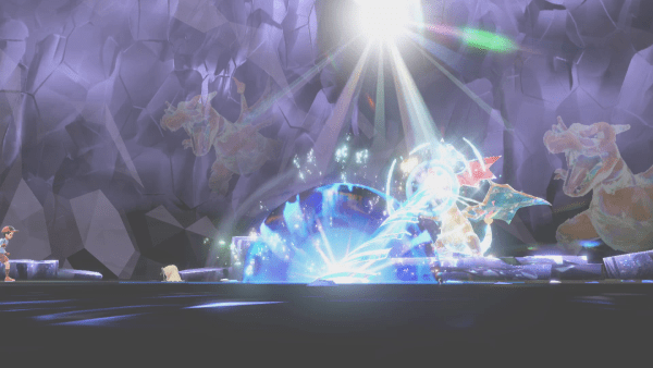 Charizard the Unrivaled unleashing an attack that ends the Tera Raid Battle