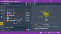 The status screen showing Special Attack Effort Values fully maxed out