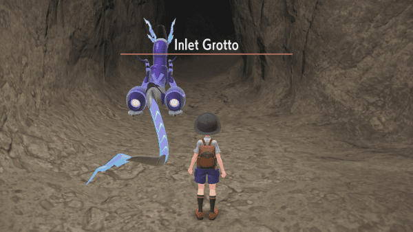 The entrance to Inlet Grotto, with Miraidon leading the player