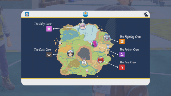 In-game map showing the location of the five Team Star bases