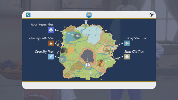 In-game map showing where the five Titans are