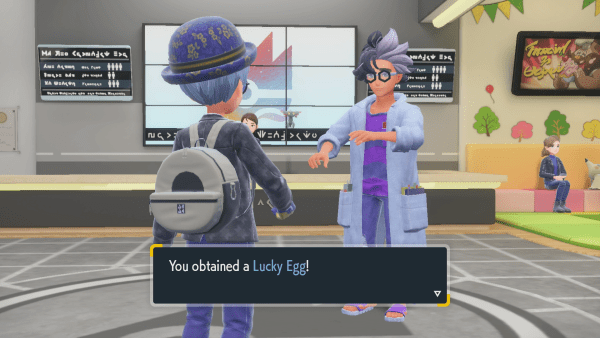 Jacq giving the player the Lucky Egg