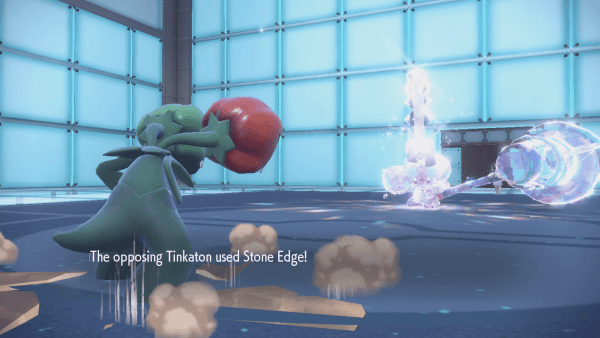 Tinkaton using Stone Edge against the player's Scovillain