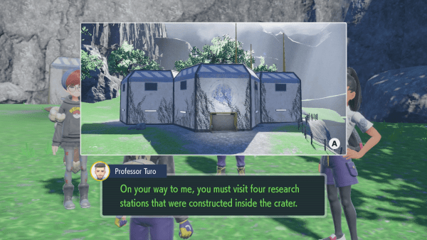 Professor Turo telling you to visit the research stations, with a picture of one