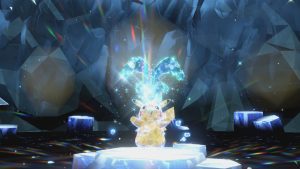 Water Tera Type Pikachu entering the Tera Raid Battle