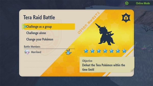 The Raid information for a 7-star Samurott Raid with a Bug Tera Type