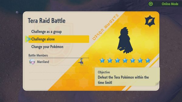 The Raid information for a 7-star Decidueye Raid with a Flying Tera Type