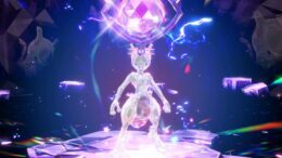 Mewtwo appearing in a battle with a Psychic Tera Type